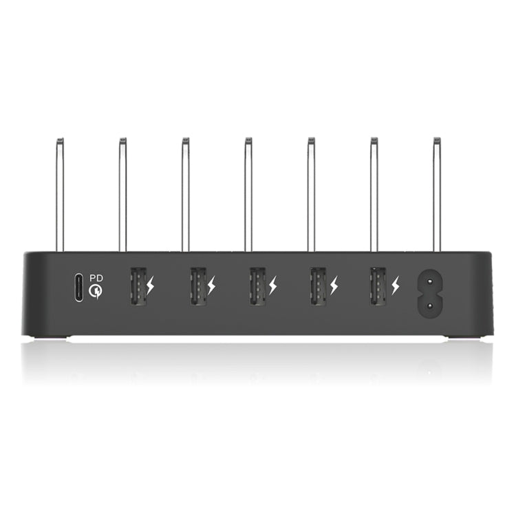 008PD Multi-function AC 100V~240V 6 Ports USB-C PD Detachable Charging Station Smart Charger, US/EU/UK/AU/Japanese Plug(Black) - Multifunction Charger by PMC Jewellery | Online Shopping South Africa | PMC Jewellery | Buy Now Pay Later Mobicred