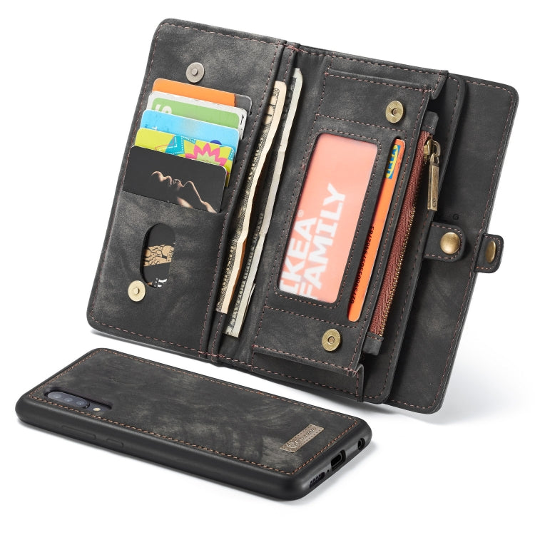 CaseMe-008 Detachable Multifunctional Retro Frosted Horizontal Flip Leather Case for Galaxy A50, with Card Slot & Holder & Zipper Wallet & Photo Frame(Black) - Galaxy Phone Cases by CaseMe | Online Shopping South Africa | PMC Jewellery | Buy Now Pay Later Mobicred