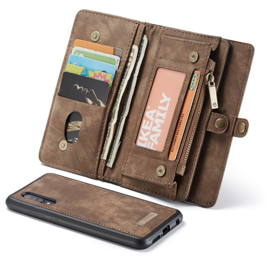 CaseMe-008 Detachable Multifunctional Retro Frosted Horizontal Flip Leather Case for Galaxy A50, with Card Slot & Holder & Zipper Wallet & Photo Frame(Brown) - Galaxy Phone Cases by CaseMe | Online Shopping South Africa | PMC Jewellery | Buy Now Pay Later Mobicred