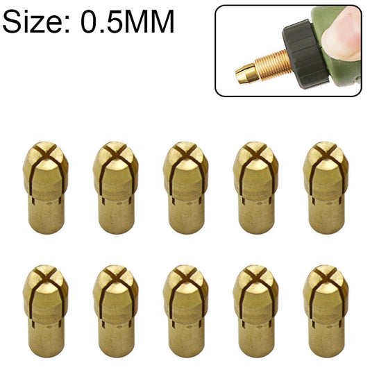 10 PCS Three-claw Copper Clamp Nut for Electric Mill Fittings，Bore diameter: 0.5mm - Hex Key & Spanner by PMC Jewellery | Online Shopping South Africa | PMC Jewellery | Buy Now Pay Later Mobicred