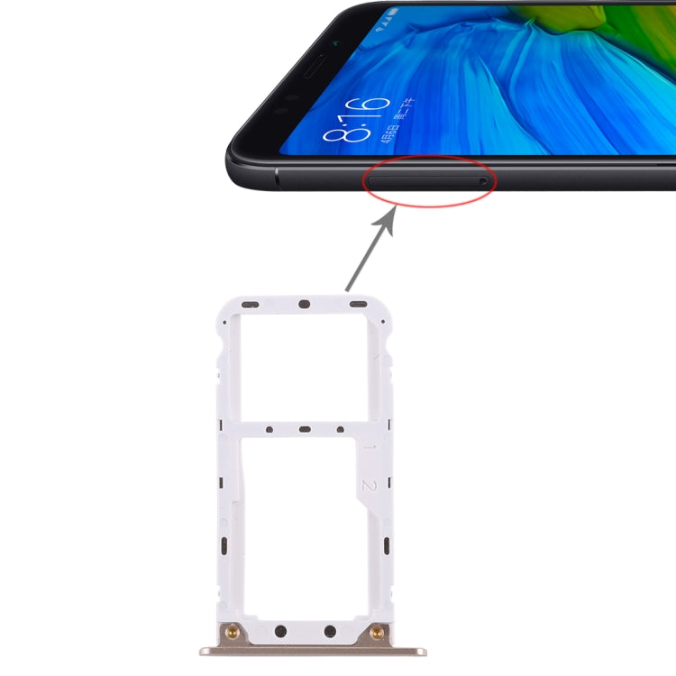 2 SIM Card Tray / Micro SD Card Tray for Xiaomi Redmi 5 Plus(Gold) - Card Tray by PMc TechLife | Online Shopping South Africa | PMc TechLife | Buy Now Pay Later Mobicred