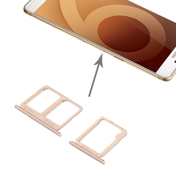 For Galaxy C9 Pro / C9000 SIM Card Tray + Micro SD Card Tray (Gold) - Other Galaxy Parts by PMc TechLife | Online Shopping South Africa | PMc TechLife | Buy Now Pay Later Mobicred
