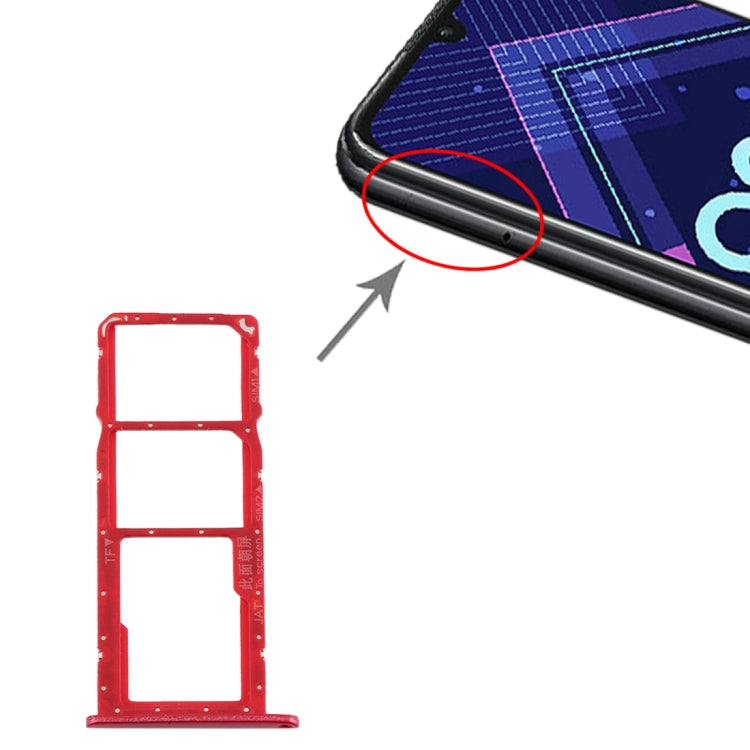 SIM Card Tray + SIM Card Tray + Micro SD Card Tray for Huawei Honor 8A Pro (Red) - Card Socket by PMc TechLife | Online Shopping South Africa | PMc TechLife | Buy Now Pay Later Mobicred