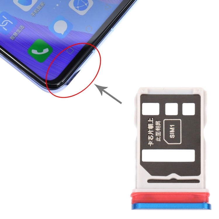 SIM Card Tray + SIM Card Tray for Huawei Nova 6 (Blue) - Card Socket by PMc TechLife | Online Shopping South Africa | PMc TechLife | Buy Now Pay Later Mobicred