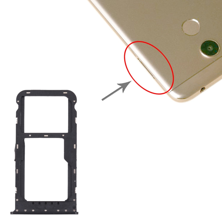 SIM Card Tray + SIM Card Tray / Micro SD Card Tray for Honor 6C Pro (Black) - Card Socket by PMc TechLife | Online Shopping South Africa | PMc TechLife | Buy Now Pay Later Mobicred