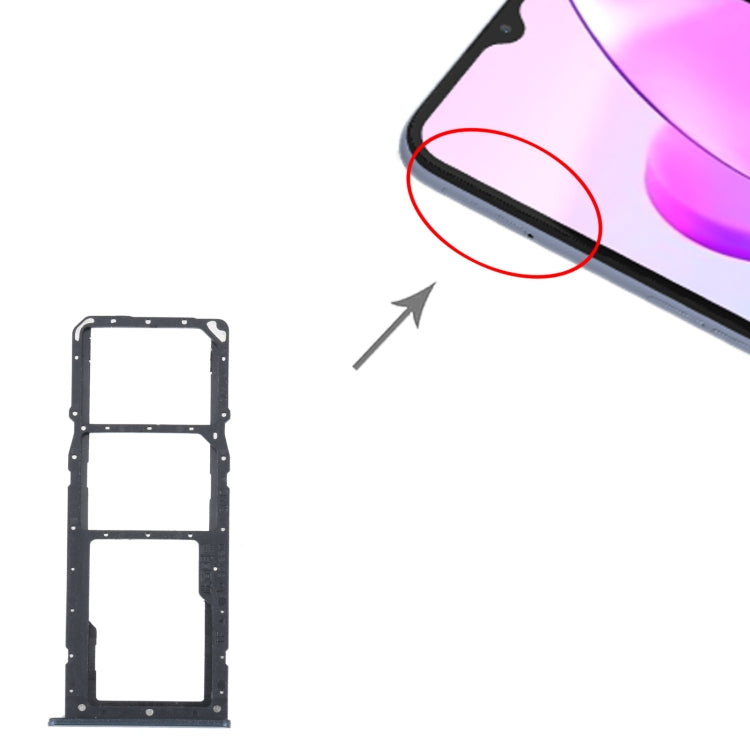 For Realme C31 SIM Card Tray + SIM Card Tray + Micro SD Card Tray (Black) - Card Socket by PMc TechLife | Online Shopping South Africa | PMc TechLife | Buy Now Pay Later Mobicred