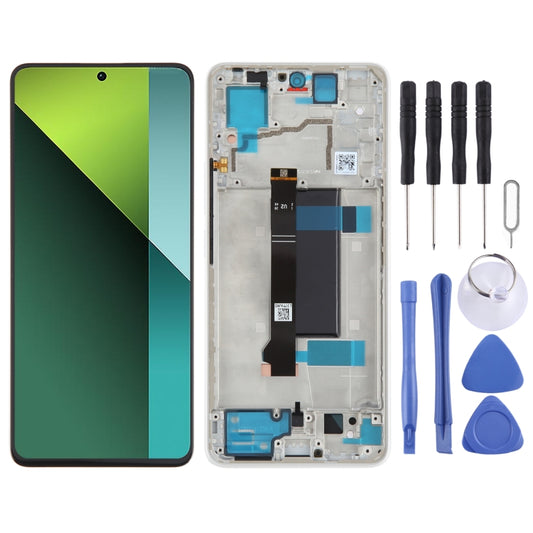 For Xiaomi Redmi Note 13 Pro 5G Original AMOLED Material LCD Screen Digitizer Full Assembly with Frame (White) - LCD Screen by PMC Jewellery | Online Shopping South Africa | PMC Jewellery