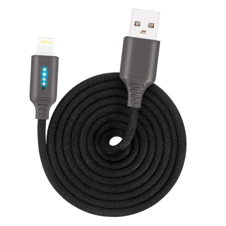 8 Pin Interface Zinc Alloy Marquee Luminous Intelligent Automatic Power off Charging Data Cable(black) - Normal Style Cable by PMC Jewellery | Online Shopping South Africa | PMC Jewellery | Buy Now Pay Later Mobicred