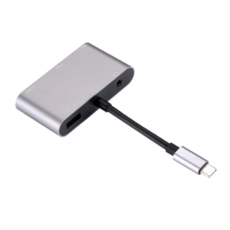 5 in 1 Type-C To HDMI + VGA + USB 3.0 + Audio Port + PD Port HUB Adapter(Grey) - USB HUB by PMC Jewellery | Online Shopping South Africa | PMC Jewellery | Buy Now Pay Later Mobicred