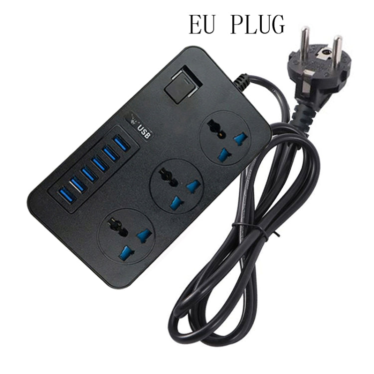 T09 3000W High Power Multi-Function Plug-in 3-Hole International Universal Jack + 6 USB Intelligent Charging EU PLUG - Extension Socket by PMC Jewellery | Online Shopping South Africa | PMC Jewellery | Buy Now Pay Later Mobicred