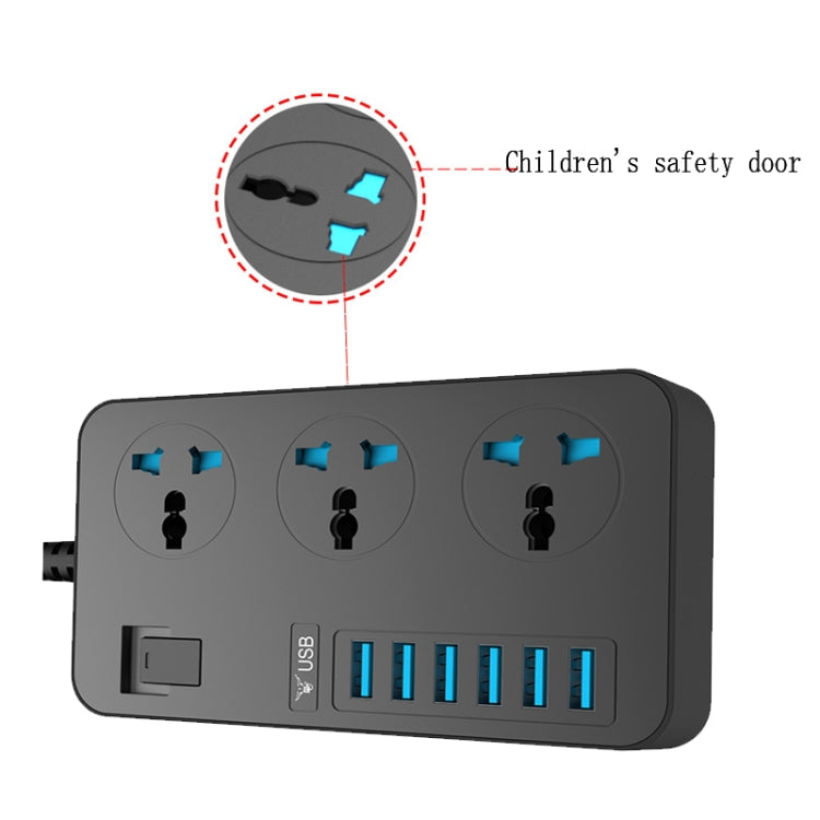 T09 3000W High Power Multi-Function Plug-in 3-Hole International Universal Jack + 6 USB Intelligent Charging EU PLUG - Extension Socket by PMC Jewellery | Online Shopping South Africa | PMC Jewellery | Buy Now Pay Later Mobicred