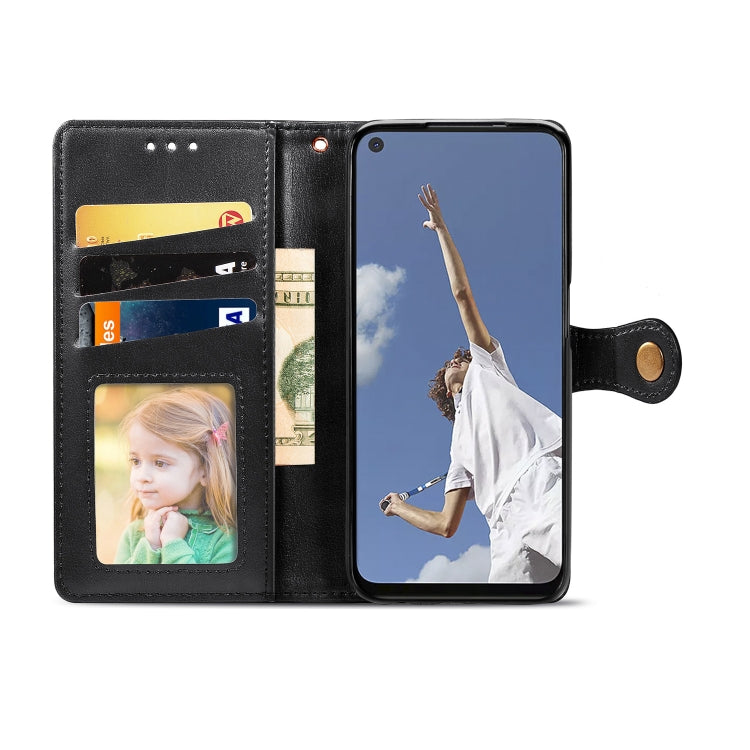For OPPO A52/A72/A92 Retro Solid Color Leather Buckle Phone Case with Lanyard & Photo Frame & Card Slot & Wallet & Stand Function(Black) - OPPO Cases by PMC Jewellery | Online Shopping South Africa | PMC Jewellery | Buy Now Pay Later Mobicred
