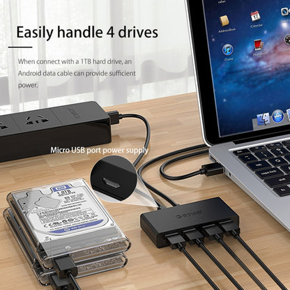 ORICO G11-H4-U3-100-BK 4 Ports USB 3.0 HUB - USB 3.0 HUB by ORICO | Online Shopping South Africa | PMC Jewellery | Buy Now Pay Later Mobicred