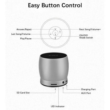 EWA A150 Portable Mini Bluetooth Speaker Wireless Hifi Stereo Strong Bass Music Boom Box Metal Subwoofer, Support Micro SD Card & 3.5mm AUX(Black Gray) - Desktop Speaker by EWA | Online Shopping South Africa | PMC Jewellery | Buy Now Pay Later Mobicred