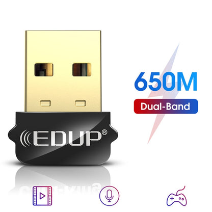 EDUP EP-AC1651 USB WIFI Adapter 650Mbps Dual Band 5G/2.4GHz External Wireless Network Card Wifi Dongle Receiver for Laptop Windows MacOS - USB Network Adapter by EDUP | Online Shopping South Africa | PMC Jewellery | Buy Now Pay Later Mobicred