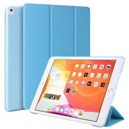 Three-folding Surface PU Leather TPU Matte Soft Bottom Case with Holder & Sleep / Wake-up Function For iPad 10.2 2021 / 2020 / 2019 / iPad Pro 10.5 inch(Sky blue) - iPad 10.2 Cases by PMC Jewellery | Online Shopping South Africa | PMC Jewellery