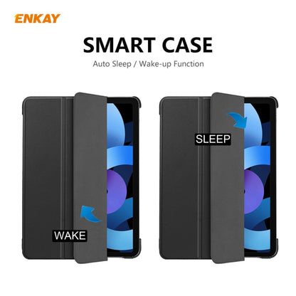 For iPad Air 11 2024 / Pro 11 2018 / Air 10.9 2022 ENKAY 3-folding Plastic Leather Smart Tablet Case(Black) - iPad Air (2022) / (2020) 10.9 Cases by ENKAY | Online Shopping South Africa | PMC Jewellery | Buy Now Pay Later Mobicred