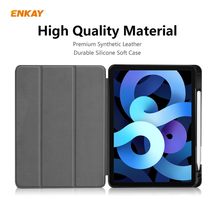 For iPad Air 11 2024 / Pro 11 2018 / Air 10.9 2022 ENKAY TPU Leather Smart Tablet Case with Pen Slot(Dark Blue) - iPad Air (2022) / (2020) 10.9 Cases by ENKAY | Online Shopping South Africa | PMC Jewellery | Buy Now Pay Later Mobicred