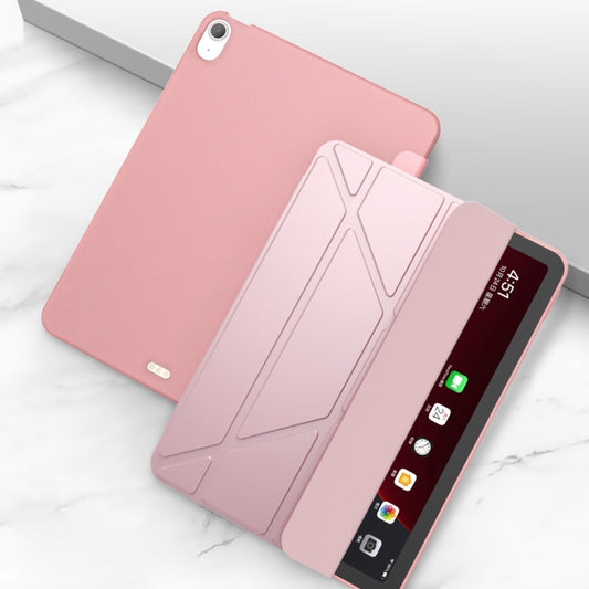 For iPad Air 2024 / Air 2022 10.9 Multi-folding Matte Surface Leather Smart Tablet Case(Rose Gold) - iPad Air (2022) / (2020) 10.9 Cases by PMC Jewellery | Online Shopping South Africa | PMC Jewellery | Buy Now Pay Later Mobicred