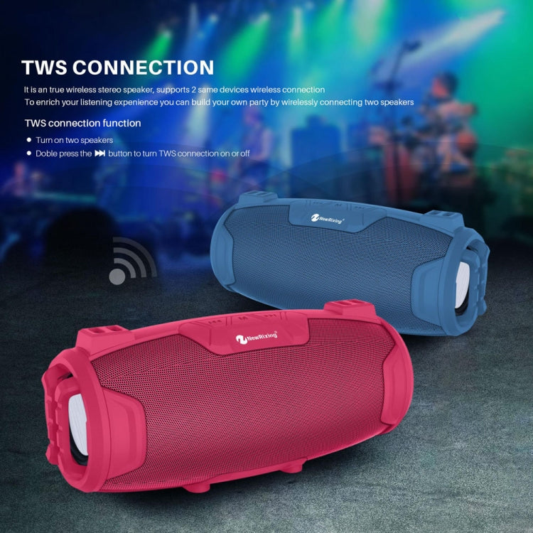 NewRixing NR3026M TWS Outdoor Portable K-song Bluetooth Speaker with Shoulder Strap & Microphone, Support TF Card / FM(Blue) - Desktop Speaker by NewRixing | Online Shopping South Africa | PMC Jewellery | Buy Now Pay Later Mobicred