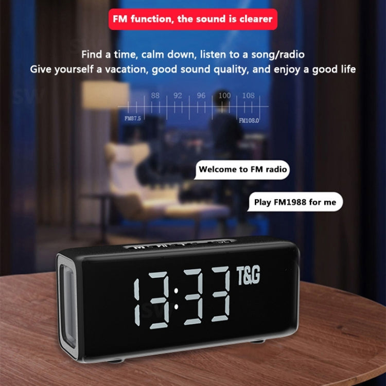 T&G TG174 TWS Mmirror Bluetooth Speaker, Support Alarm Clock / Time & Temperature Display / Micro SD Card / FM / MP3(Gray) - Desktop Speaker by T&G | Online Shopping South Africa | PMC Jewellery | Buy Now Pay Later Mobicred