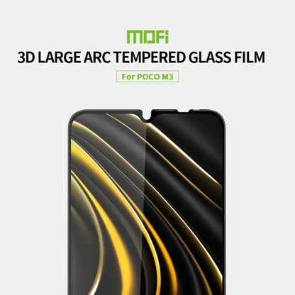 For Xiaomi Poco M3 MOFI 9H 3D Explosion-proof Curved Screen Tempered Glass Film(Black) -  by MOFI | Online Shopping South Africa | PMC Jewellery