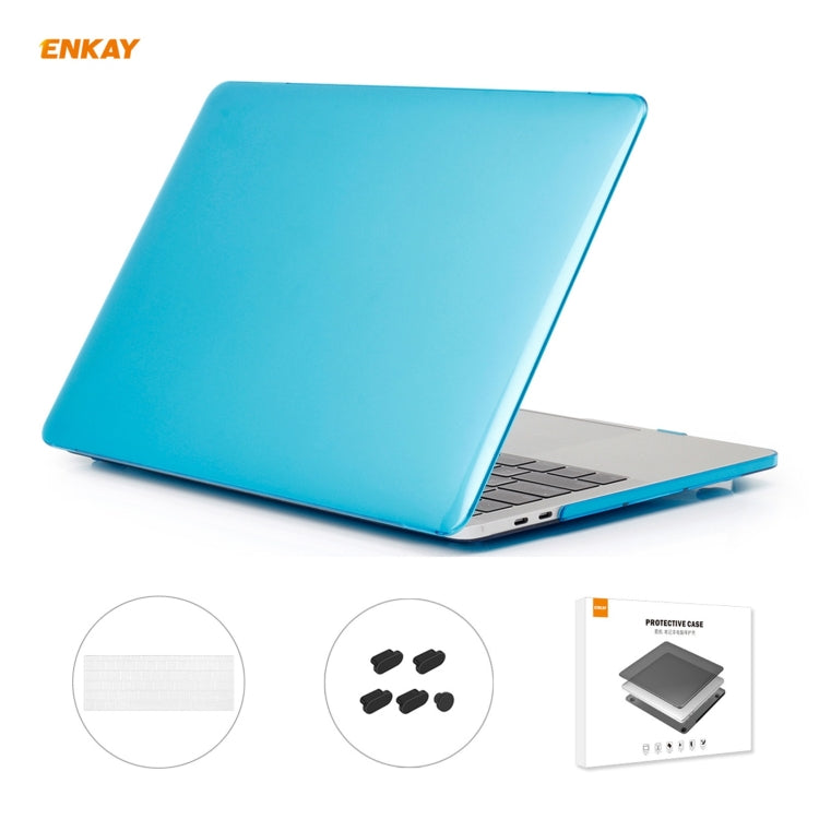 ENKAY 3 in 1 Crystal Laptop Protective Case + US Version TPU Keyboard Film + Anti-dust Plugs Set for MacBook Pro 13.3 inch A1708 (without Touch Bar)(Light Blue) - MacBook Pro Cases by ENKAY | Online Shopping South Africa | PMC Jewellery | Buy Now Pay Later Mobicred