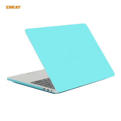 ENKAY 3 in 1 Matte Laptop Protective Case + US Version TPU Keyboard Film + Anti-dust Plugs Set for MacBook Pro 13.3 inch A1706 / A1989 / A2159 (with Touch Bar)(Cyan) - MacBook Pro Cases by ENKAY | Online Shopping South Africa | PMC Jewellery | Buy Now Pay Later Mobicred