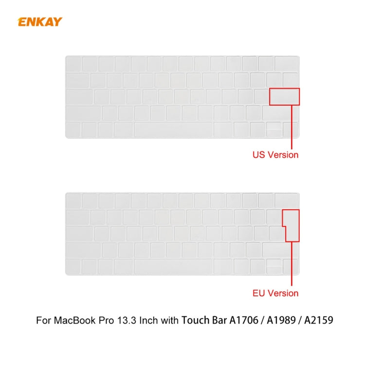 ENKAY 3 in 1 Matte Laptop Protective Case + US Version TPU Keyboard Film + Anti-dust Plugs Set for MacBook Pro 13.3 inch A1706 / A1989 / A2159 (with Touch Bar)(Black) - MacBook Pro Cases by ENKAY | Online Shopping South Africa | PMC Jewellery | Buy Now Pay Later Mobicred