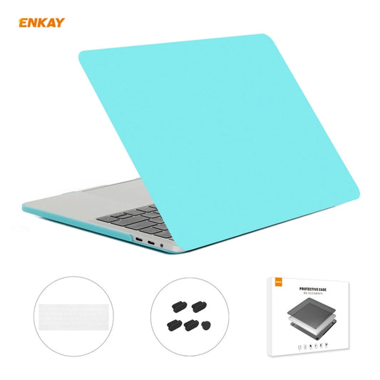 ENKAY 3 in 1 Matte Laptop Protective Case + EU Version TPU Keyboard Film + Anti-dust Plugs Set for MacBook Pro 13.3 inch A1706 / A1989 / A2159 (with Touch Bar)(Cyan) - MacBook Pro Cases by ENKAY | Online Shopping South Africa | PMC Jewellery | Buy Now Pay Later Mobicred