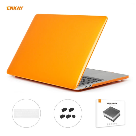 ENKAY 3 in 1 Crystal Laptop Protective Case + EU Version TPU Keyboard Film + Anti-dust Plugs Set for MacBook Pro 13.3 inch A1708 (without Touch Bar)(Orange) - MacBook Pro Cases by ENKAY | Online Shopping South Africa | PMC Jewellery | Buy Now Pay Later Mobicred