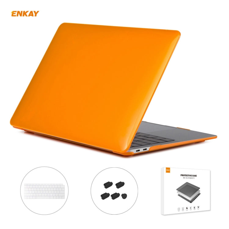 ENKAY 3 in 1 Crystal Laptop Protective Case + US Version TPU Keyboard Film + Anti-dust Plugs Set for MacBook Air 13.3 inch A1932 (2018)(Orange) - MacBook Air Cases by WIWU | Online Shopping South Africa | PMC Jewellery | Buy Now Pay Later Mobicred