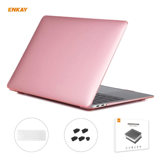 ENKAY 3 in 1 Crystal Laptop Protective Case + US Version TPU Keyboard Film + Anti-dust Plugs Set for MacBook Air 13.3 inch A1932 (2018)(Pink) - MacBook Air Cases by WIWU | Online Shopping South Africa | PMC Jewellery | Buy Now Pay Later Mobicred