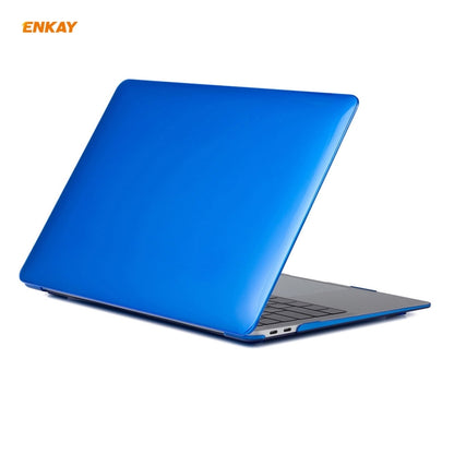 For MacBook Air 13.3 inch A1932 2018 ENKAY 3 in 1 Crystal Laptop Protective Case and EU Version TPU Keyboard Film and Anti-dust Plugs Set(Dark Blue) - MacBook Air Cases by ENKAY | Online Shopping South Africa | PMC Jewellery | Buy Now Pay Later Mobicred