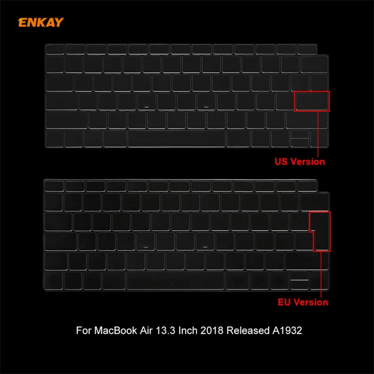 For MacBook Air 13.3 inch A1932 2018 ENKAY 3 in 1 Crystal Laptop Protective Case and EU Version TPU Keyboard Film and Anti-dust Plugs Set(Dark Blue) - MacBook Air Cases by ENKAY | Online Shopping South Africa | PMC Jewellery | Buy Now Pay Later Mobicred