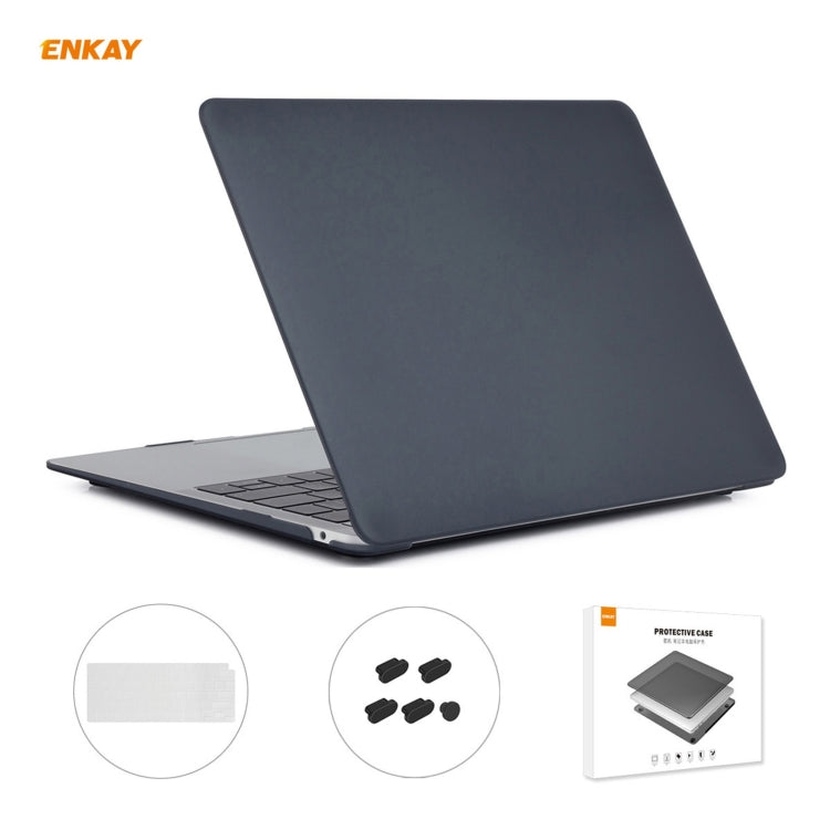 ENKAY 3 in 1 Matte Laptop Protective Case + EU Version TPU Keyboard Film + Anti-dust Plugs Set for MacBook Air 13.3 inch A2179 & A2337 (2020)(Black) - MacBook Pro Cases by ENKAY | Online Shopping South Africa | PMC Jewellery | Buy Now Pay Later Mobicred