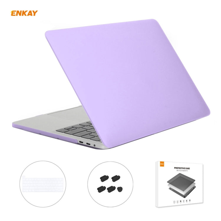 ENKAY 3 in 1 Matte Laptop Protective Case + US Version TPU Keyboard Film + Anti-dust Plugs Set for MacBook Pro 16 inch A2141 (with Touch Bar)(Purple) - MacBook Pro Cases by ENKAY | Online Shopping South Africa | PMC Jewellery | Buy Now Pay Later Mobicred