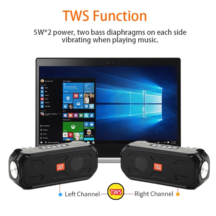 T&G TG280 Solar Power Charging Bluetooth Speakers with Flashlight, Support TF Card / FM / 3.5mm AUX / U Disk / Hands-free Call(Peacock Blue) - Desktop Speaker by T&G | Online Shopping South Africa | PMC Jewellery | Buy Now Pay Later Mobicred