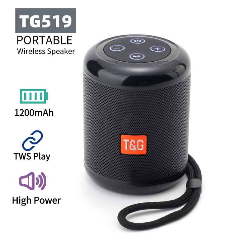 T&G TG519 TWS HiFi Portable Bluetooth Speaker Subwoofer Outdoor Wireless Column Speakers Support TF Card / FM / 3.5mm AUX / U Disk / Hands-free Call(Gray) - Desktop Speaker by T&G | Online Shopping South Africa | PMC Jewellery | Buy Now Pay Later Mobicred