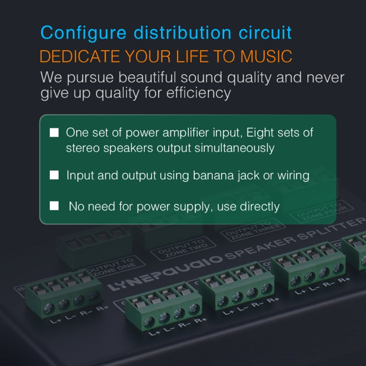 1 In 8 Out Amplifier And Sound Speaker Distributor, 8-Area Sound Source, Signal Distribution Panel, Audio Input, 300W Per Channel -  by PMC Jewellery | Online Shopping South Africa | PMC Jewellery | Buy Now Pay Later Mobicred