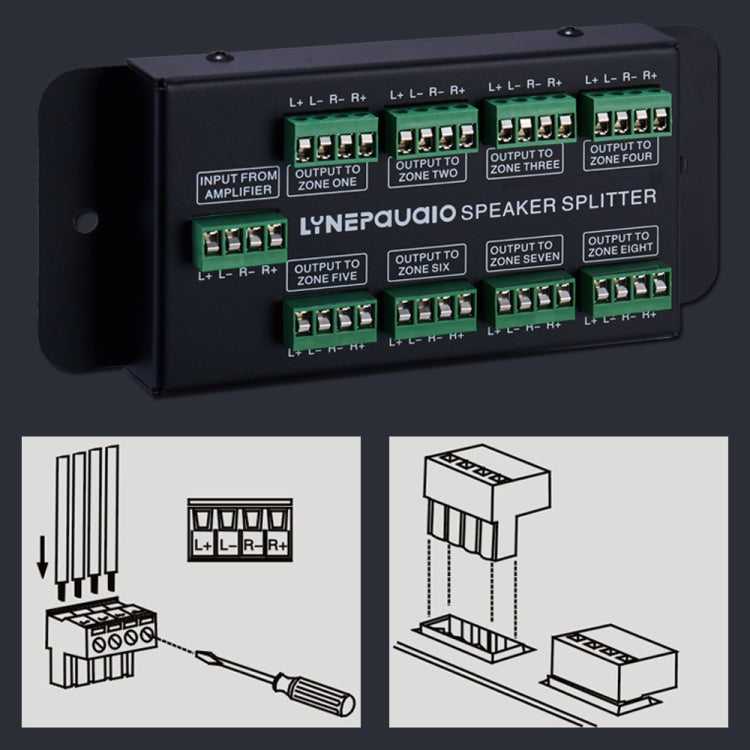 1 In 8 Out Amplifier And Sound Speaker Distributor, 8-Area Sound Source, Signal Distribution Panel, Audio Input, 300W Per Channel -  by PMC Jewellery | Online Shopping South Africa | PMC Jewellery | Buy Now Pay Later Mobicred