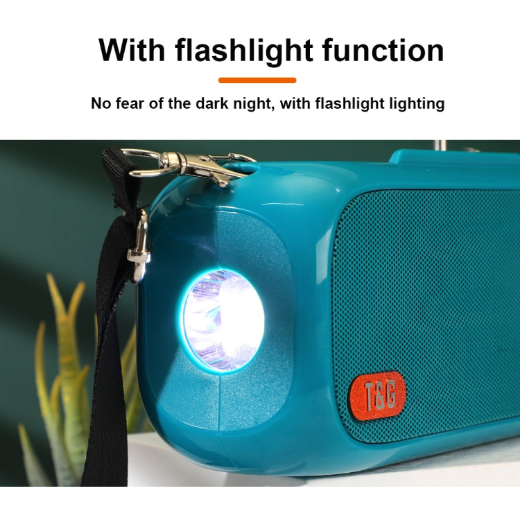 T&G TG613 TWS Solar Portable Bluetooth Speakers with LED Flashlight, Support TF Card / FM / AUX / U Disk(Green) - Desktop Speaker by T&G | Online Shopping South Africa | PMC Jewellery | Buy Now Pay Later Mobicred