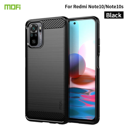 For Xiaomi Redmi Note 10 / Note 10S MOFI Gentleness Series Brushed Texture Carbon Fiber Soft TPU Case(Black) - Xiaomi Cases by MOFI | Online Shopping South Africa | PMC Jewellery