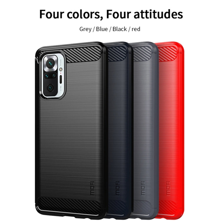 For Xiaomi Redmi Note 10 Pro / Note 10 Pro Max MOFI Gentleness Series Brushed Texture Carbon Fiber Soft TPU Case(Red) - Xiaomi Cases by MOFI | Online Shopping South Africa | PMC TechLife