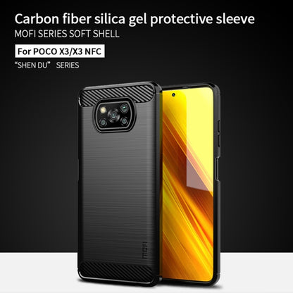 For Xiaomi POCO X3 / X3 NFC MOFI Gentleness Series Brushed Texture Carbon Fiber Soft TPU Case(Black) - Xiaomi Cases by MOFI | Online Shopping South Africa | PMC Jewellery