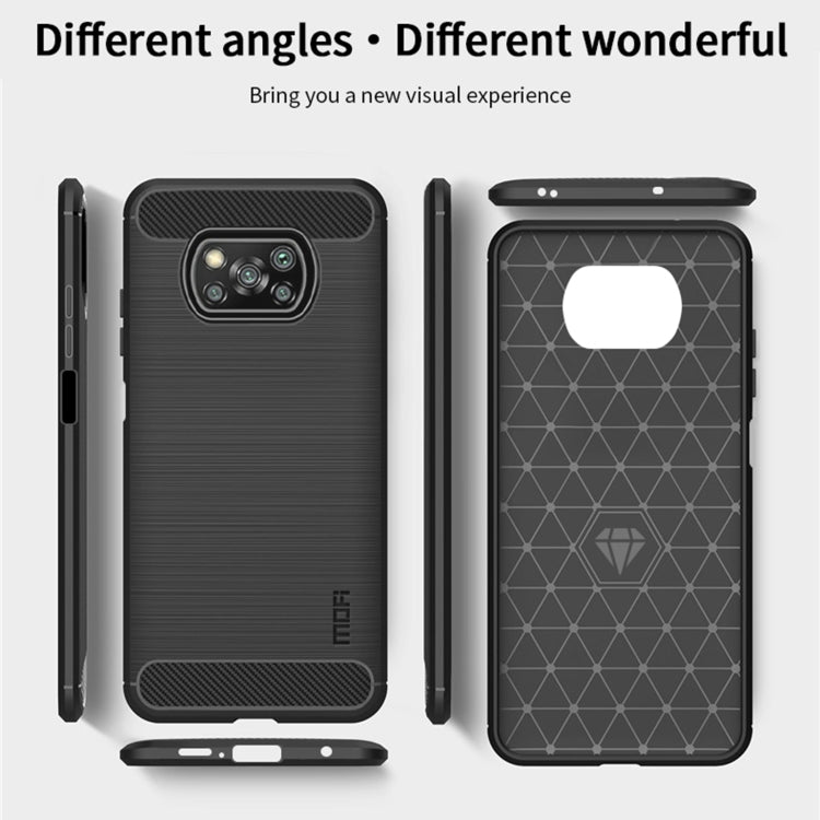 For Xiaomi POCO X3 / X3 NFC MOFI Gentleness Series Brushed Texture Carbon Fiber Soft TPU Case(Grey) - Xiaomi Cases by MOFI | Online Shopping South Africa | PMC Jewellery