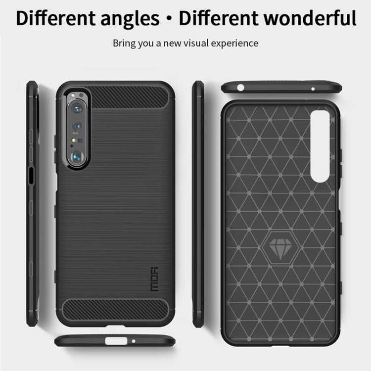 For Sony Xperia 1 lll MOFI Gentleness Series Brushed Texture Carbon Fiber Soft TPU Case(Black) - Sony Cases by MOFI | Online Shopping South Africa | PMC Jewellery