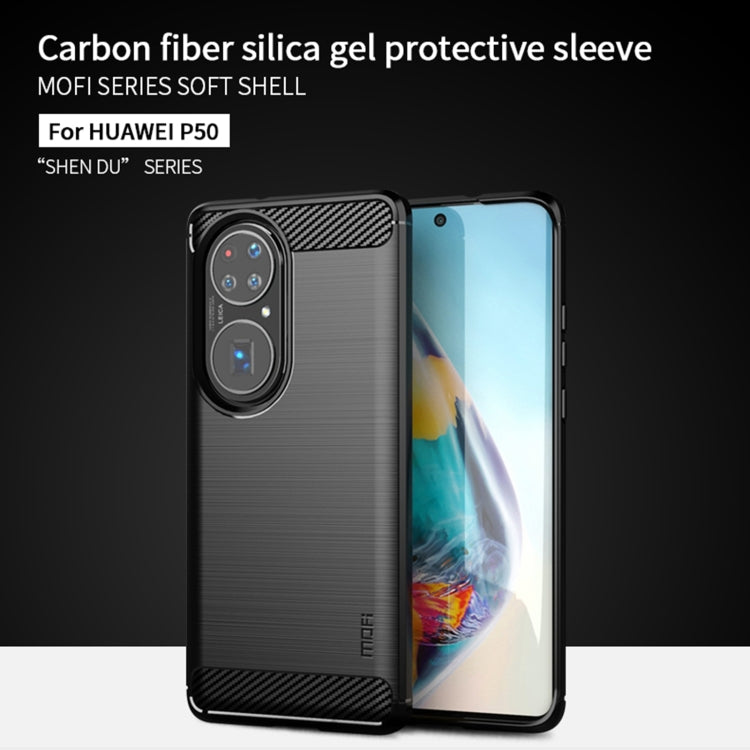 For Huawei P50 MOFI Gentleness Series Brushed Texture Carbon Fiber Soft TPU Case(Black) - Huawei Cases by MOFI | Online Shopping South Africa | PMC Jewellery