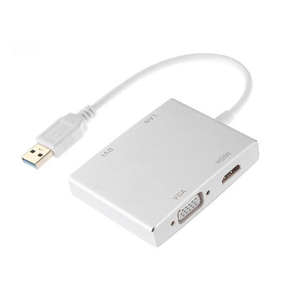 WS-03 4 in 1 USB 3.0 to VGA + HDMI + DVI + RJ45 Network Card Ethernet Converter - USB Cable by PMC Jewellery | Online Shopping South Africa | PMC Jewellery | Buy Now Pay Later Mobicred