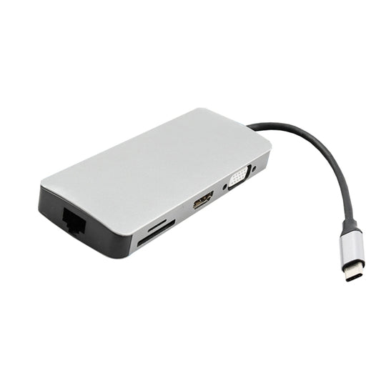 WS-06 9 in 1 Type-C to RJ45 + VGA + PD + HDMI + SD + TF + Audio 3.5mm+ 2 x USB3.0 HUB Adapter - Card Reader by PMC Jewellery | Online Shopping South Africa | PMC Jewellery | Buy Now Pay Later Mobicred